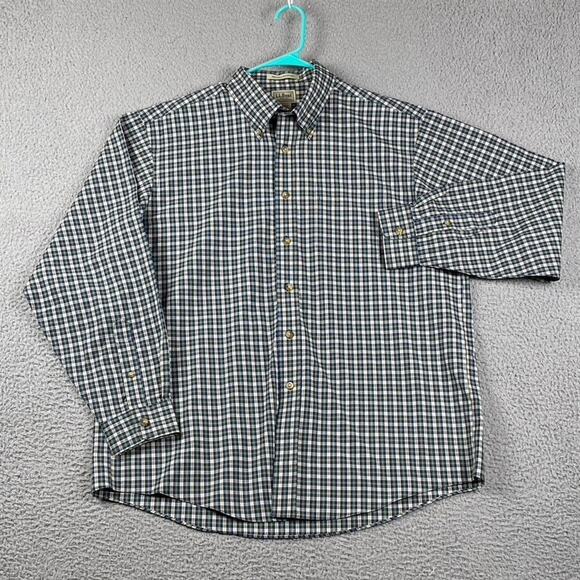 L.L. Bean Wrinkle Resistant Button Down Shirt Men's Large Green Plaid - Picture 3 of 7